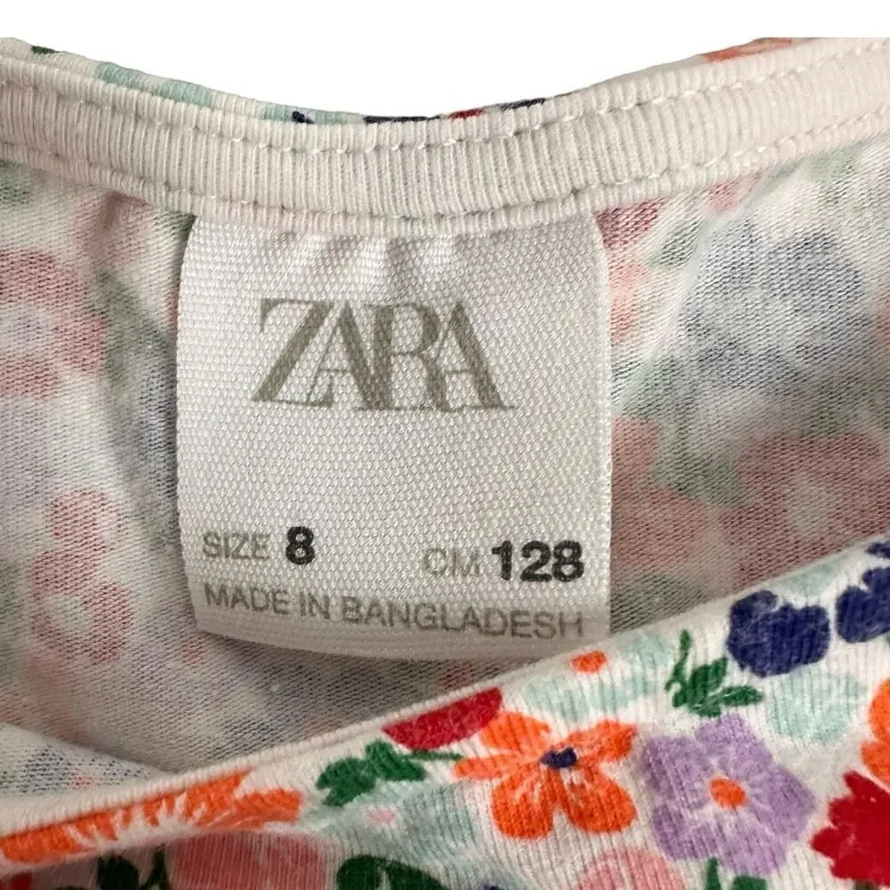 Zara Girls Floral Puff Sleeve Top size 8
